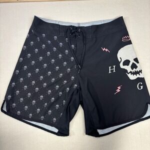 HVIII Brand Goods Mens 36 Skull Graphic Board‎ Shorts Black Pink Training